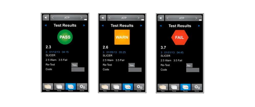 pantallas con el indoicador del resultado de la prueba en el mvp icon